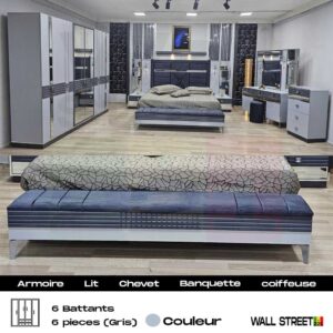Chambre à Coucher VIP-EFTELYA  (6 BATTANTS - 6 PIECES GRIS )
